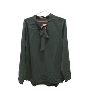 Moyabo new with tag green long sleeve tie around neck blouse size large
